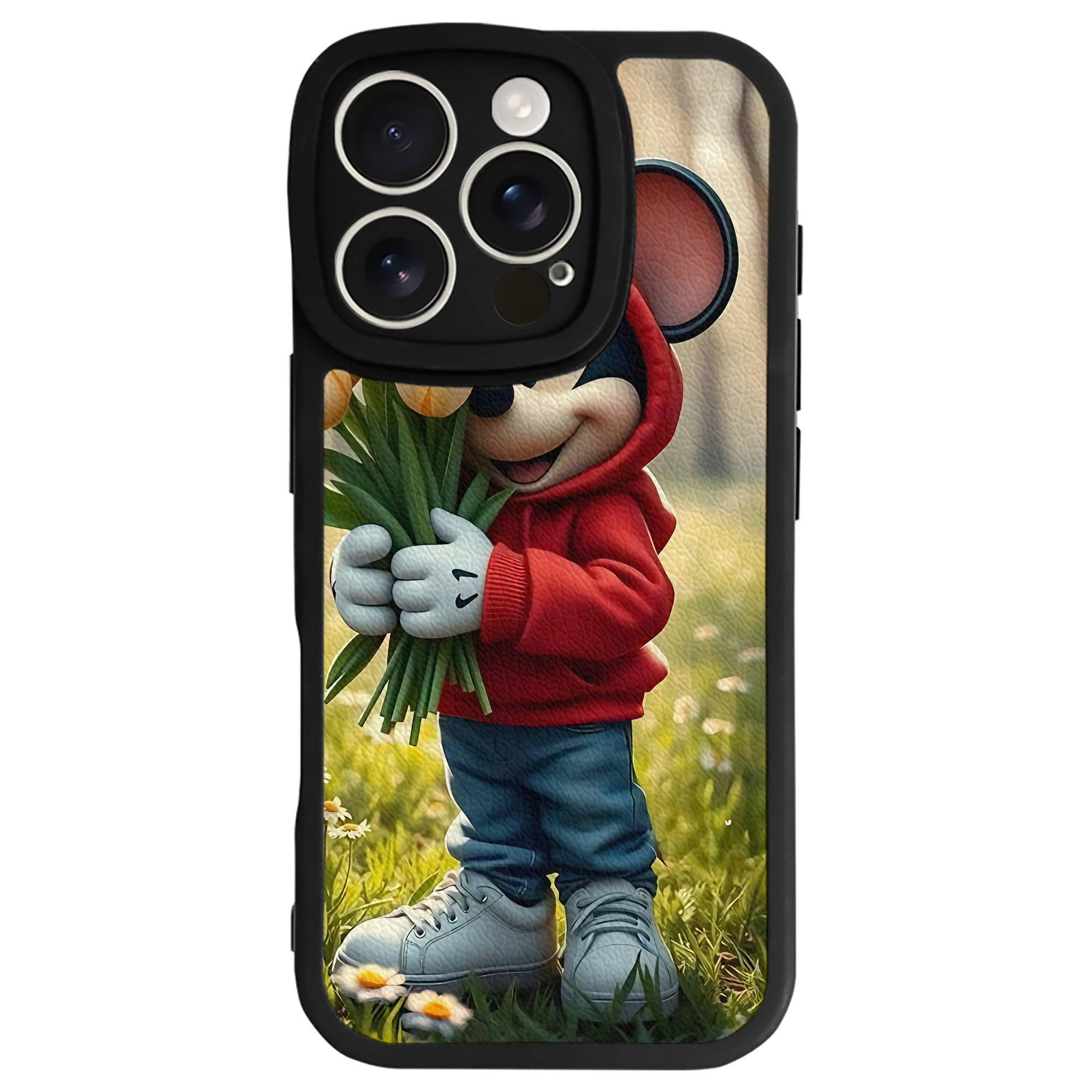 （画像用） ミッキーマウス Mickey Mouse 【iPhone 16シリーズ対応】シリコンスマホケース（レザー調） 材質：シリコン